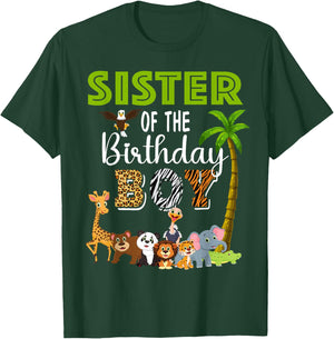 Sister of The Birthday Boy Wild Zoo Theme Safari Party T-Shirt - T-Shirt | Forest
