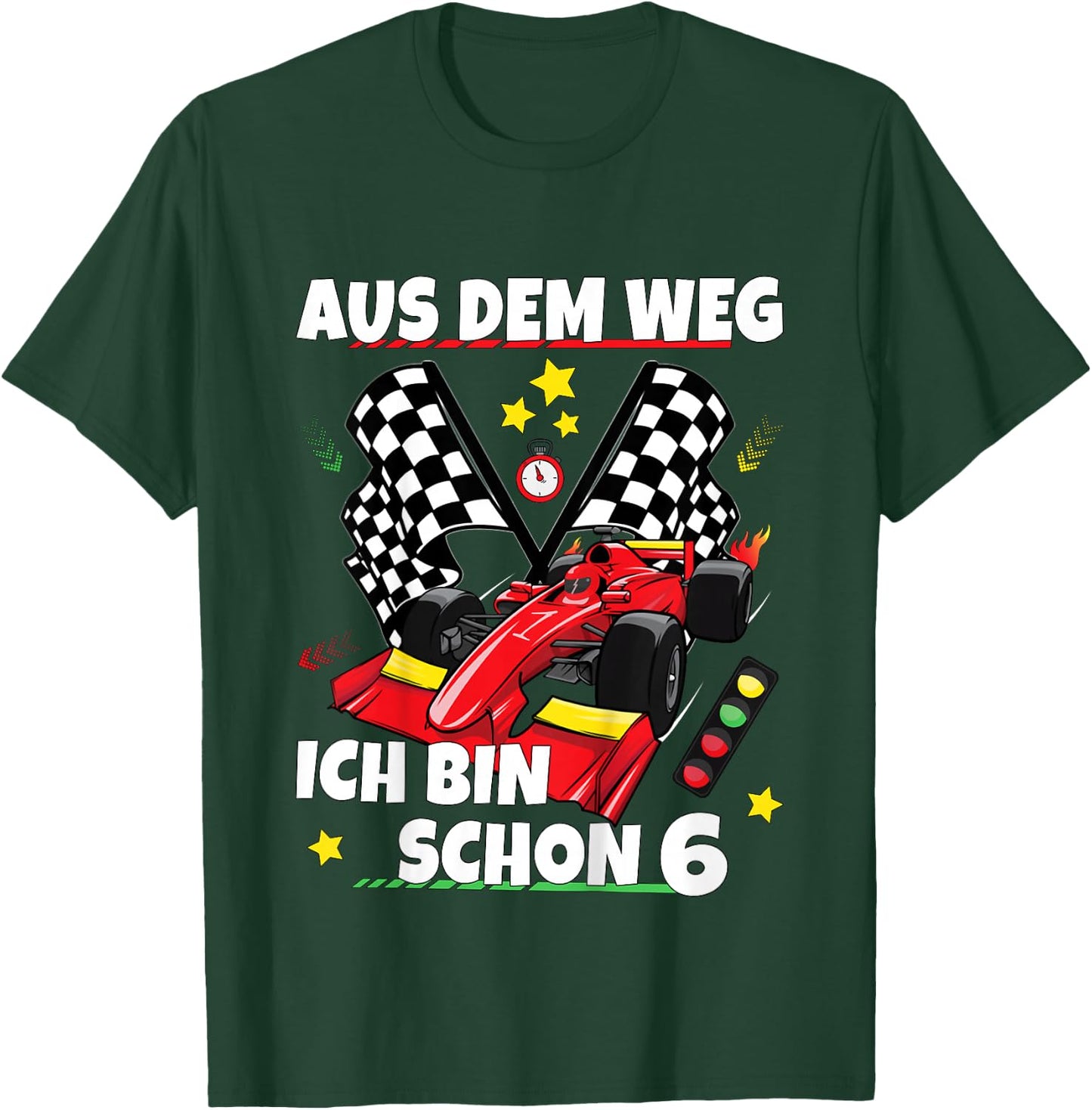 Children's 6th Birthday Boy Girl Racing Car Racing Motorsport T-Shirt - T-Shirt | Forest