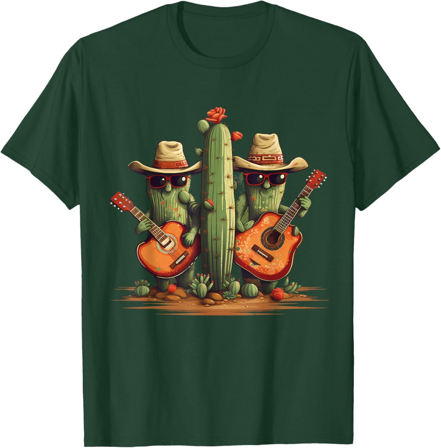 Cinco De Mayo Mexican Sombrero Mariachi Cactus Costume , Black, S T-Shirt - T-Shirt | Forest