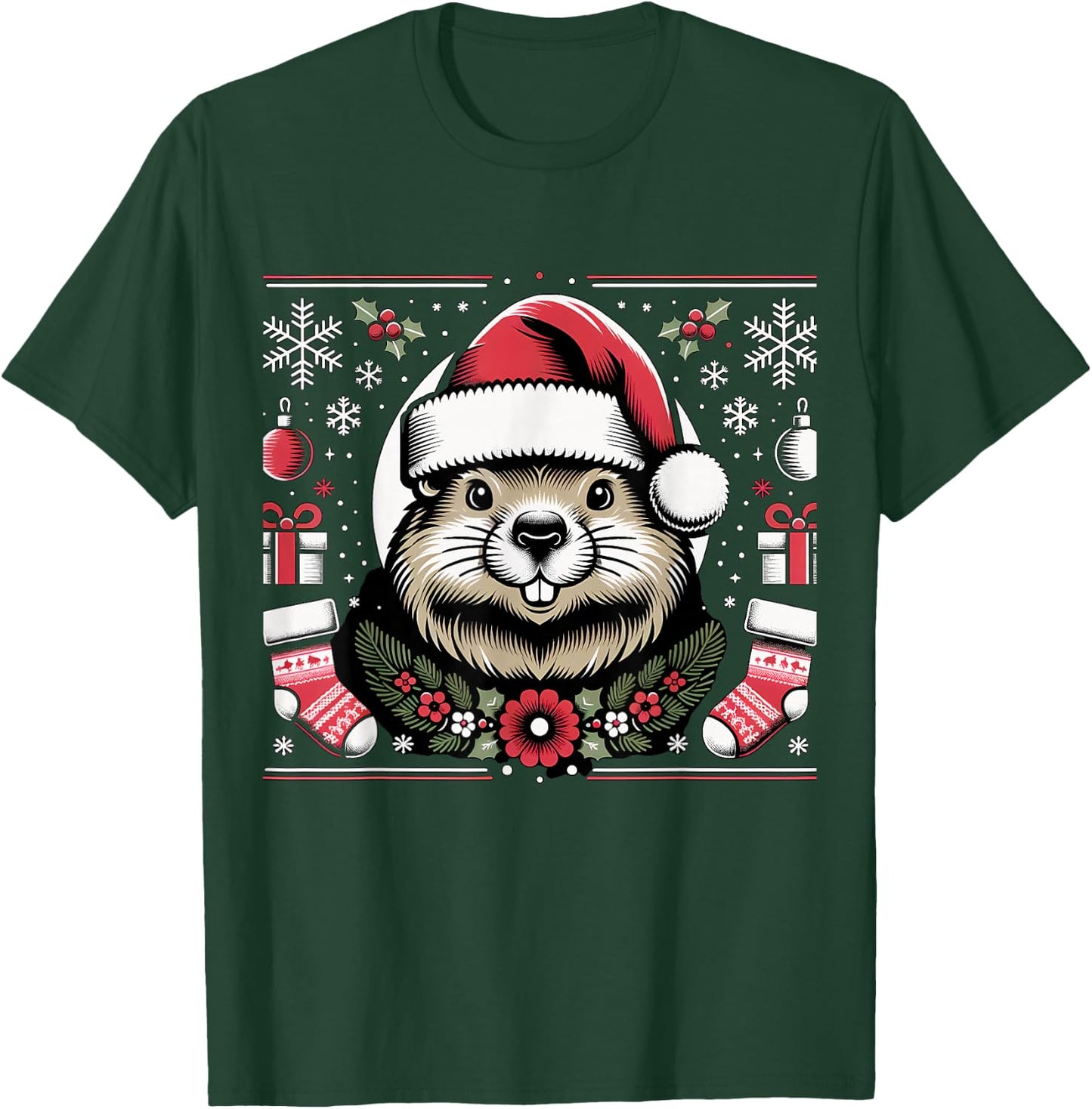 Ugly Christmas Groundhog T-Shirt - T-Shirt | Forest
