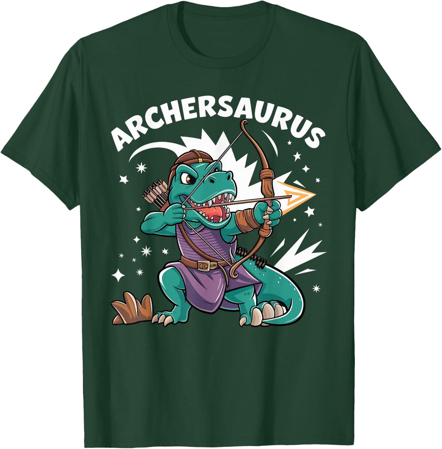 Dinosaur Archery Lover Archersaurus Funny Archery Kids Boys T-Shirt - T-Shirt | Forest