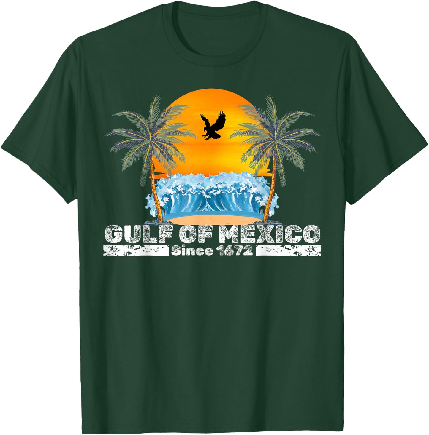 Gulf of Mexico Since 1672 Vintage Beach Gulf of Mexico Retro T-Shirt - T-Shirt | Forest