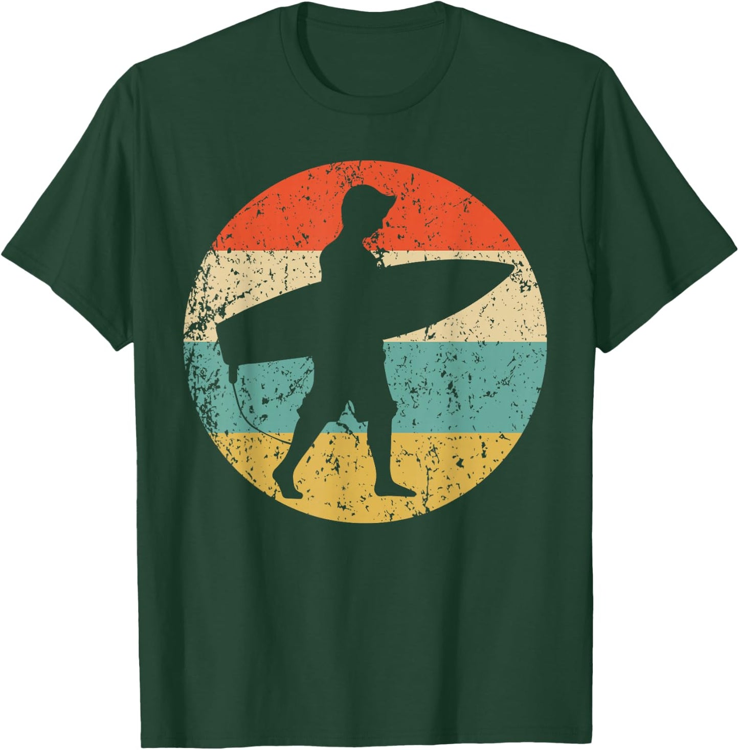 Surfer Silhouette Retro Surfing T-Shirt - T-Shirt | Forest