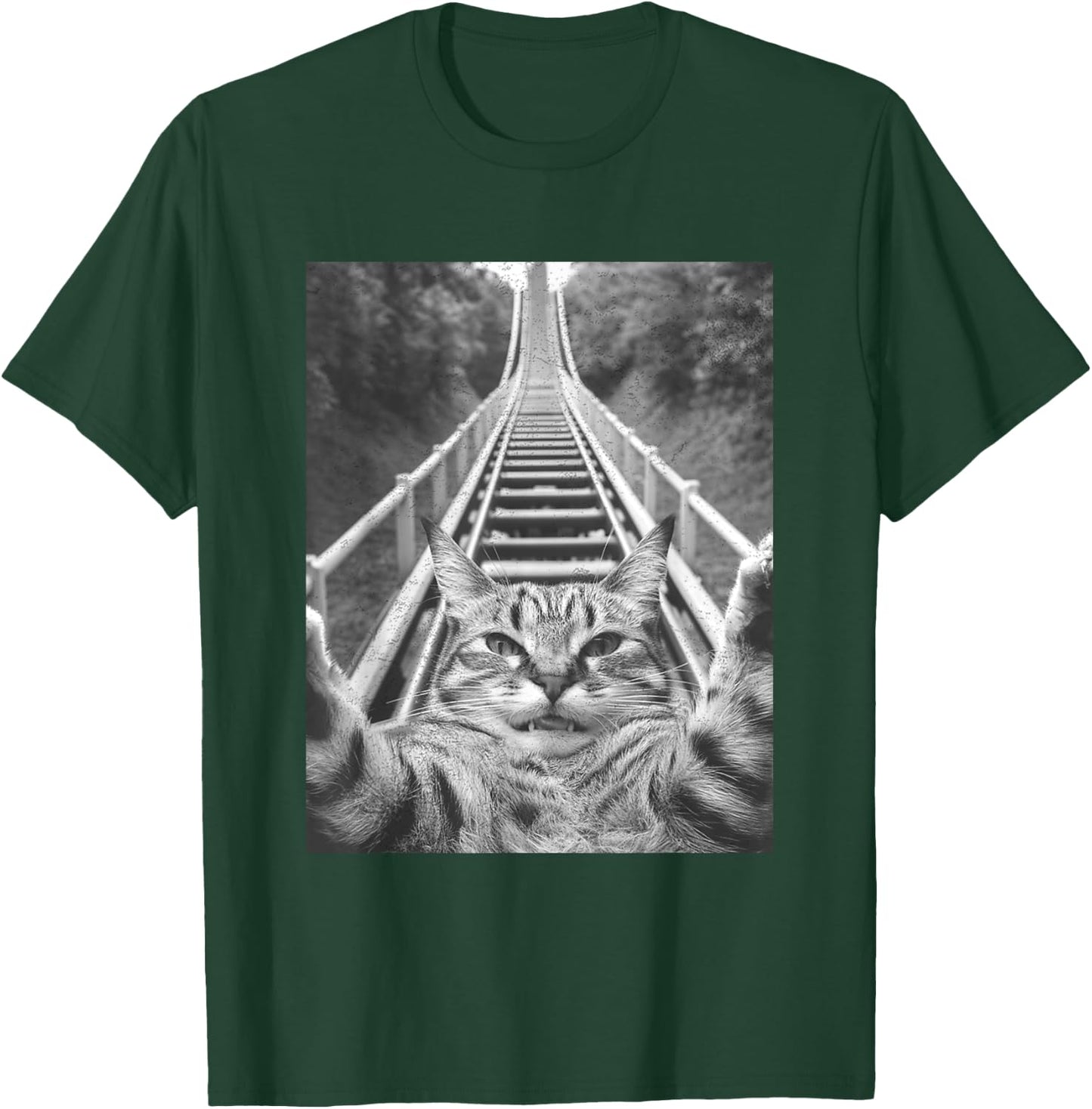 Cat Selfie on Roller coaster Men Women Kids T-Shirt - T-Shirt | Forest