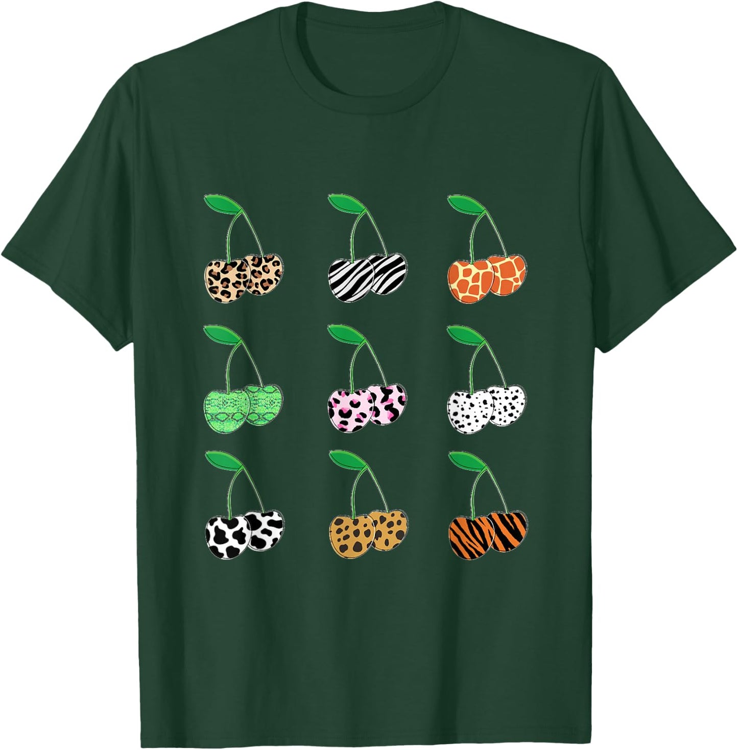 Cherry Animal Print Leopard T-Shirt - T-Shirt | Forest