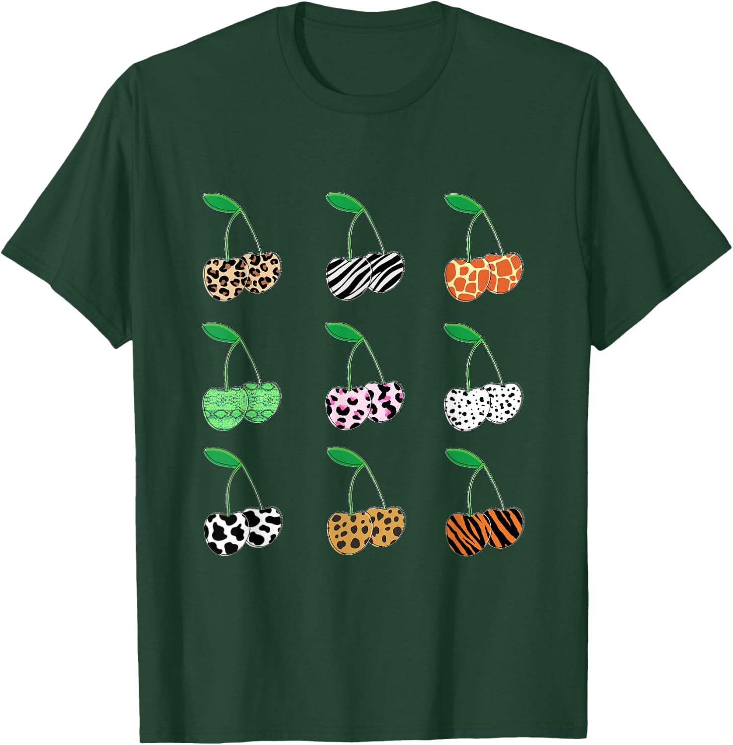 Cherry Animal Print Leopard T-Shirt - T-Shirt | Forest