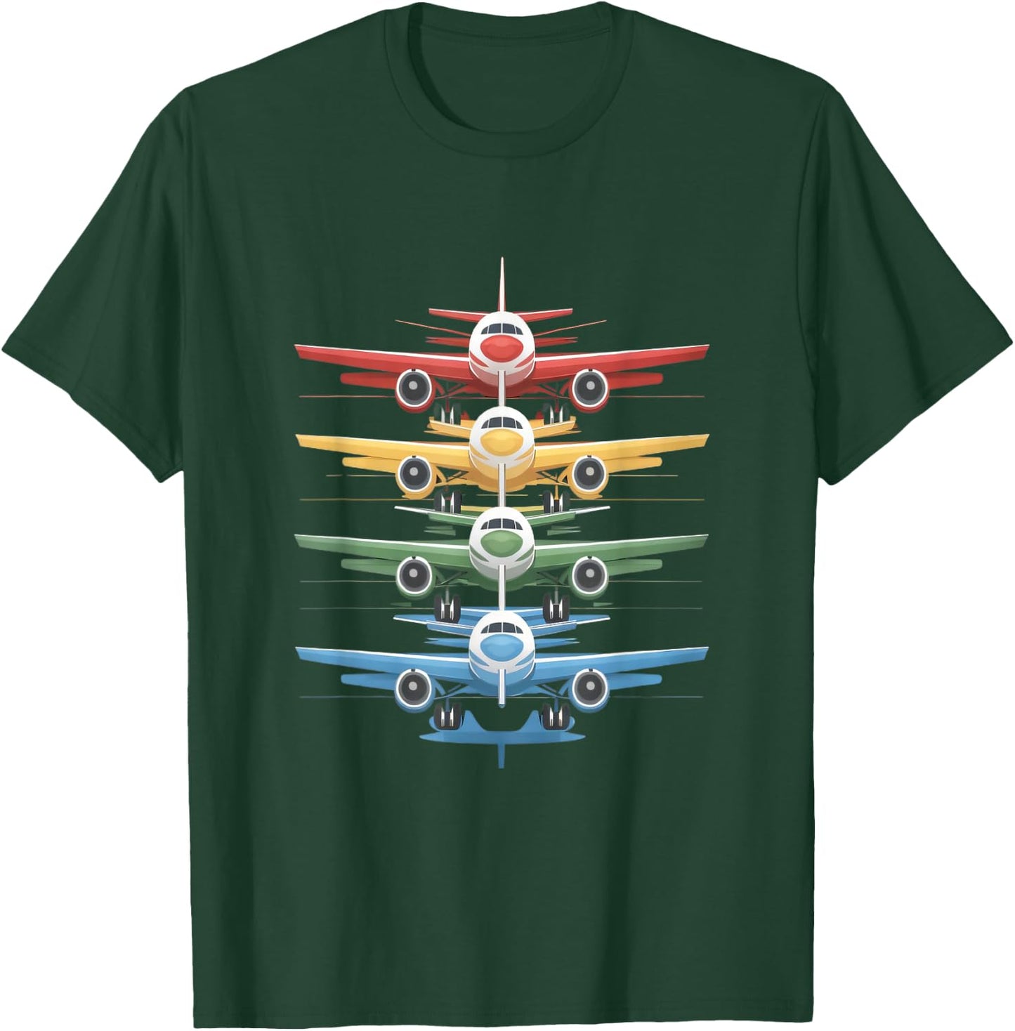 Aviation Airplane Flying Airline Colorful Enthusiast Pilot T-Shirt - T-Shirt | Forest