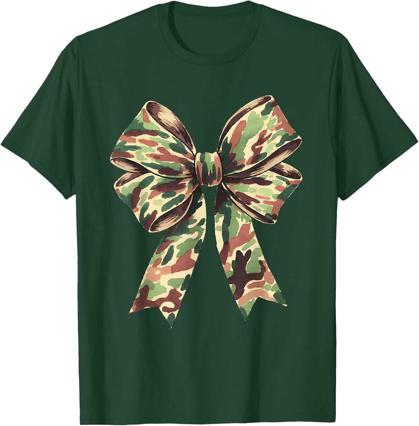 Camouflage Old Camo Bow Coquette Hunting Women Girl T-Shirt - T-Shirt | Forest