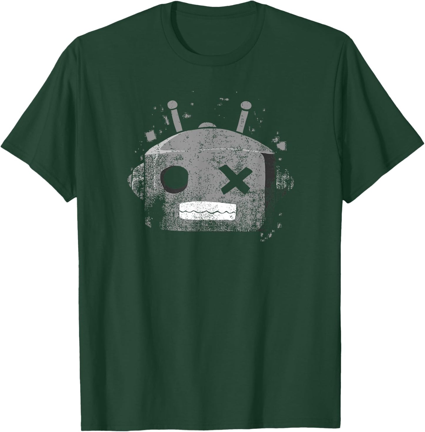 Grey Color Retro Robot Head Grey Graphic T-Shirt - T-Shirt | Forest