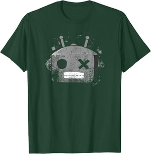 Grey Color Retro Robot Head Grey Graphic T-Shirt - T-Shirt | Forest