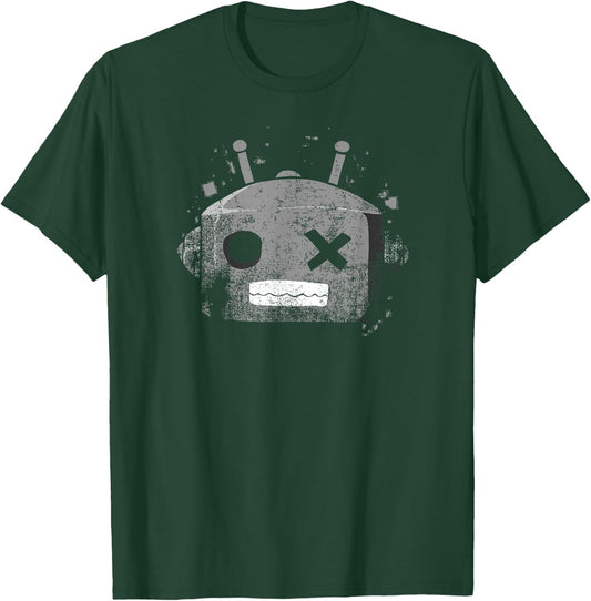 Grey Color Retro Robot Head Grey Graphic T-Shirt - T-Shirt | Forest