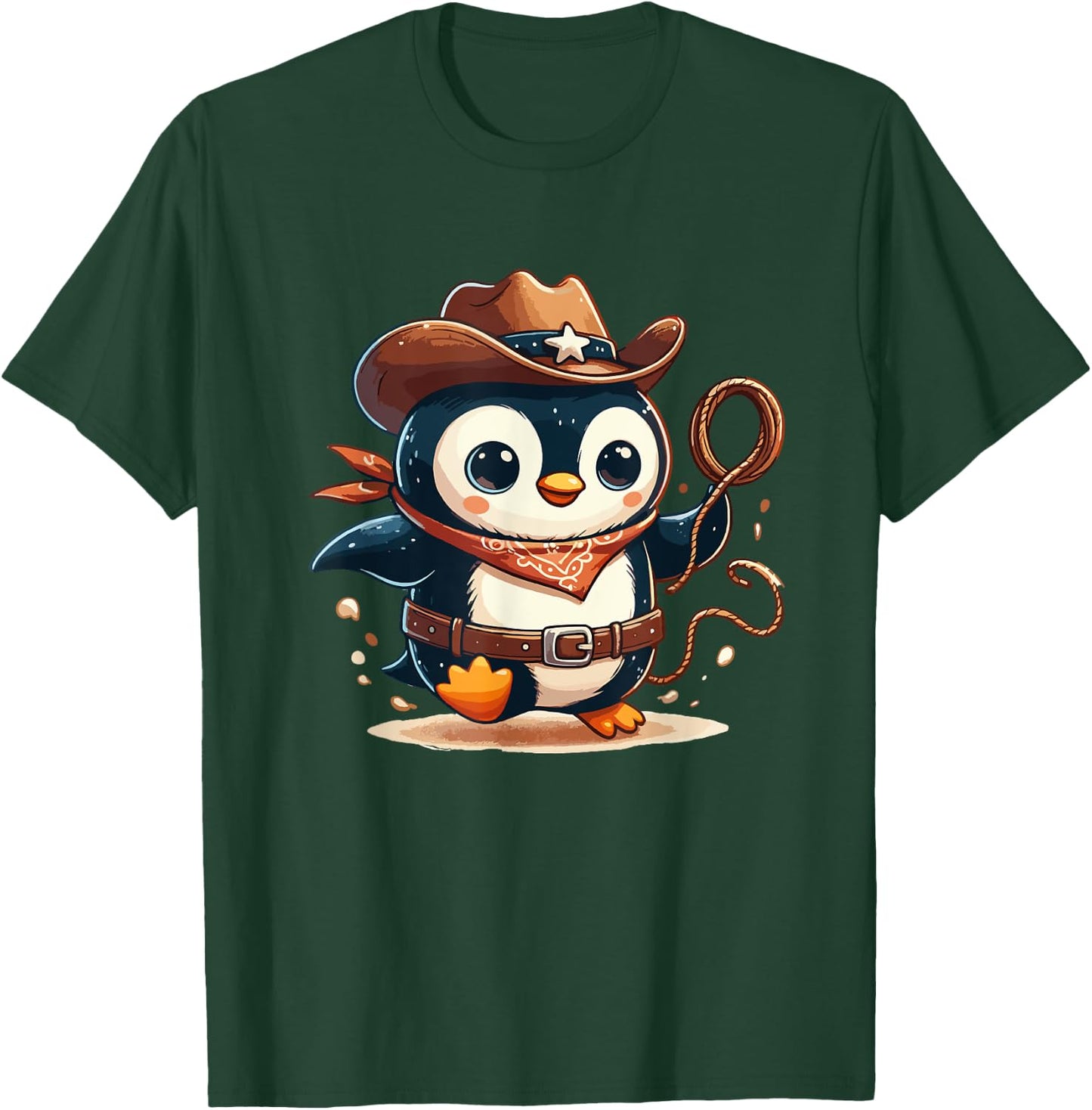 Western Rodeo Cowboy Hat Penguin Texas Animals T-Shirt - T-Shirt | Forest