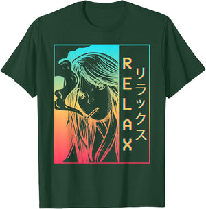 Vaporwave Aesthetic Anime Girl Sad Japanese Relax Harajuku T-Shirt - T-Shirt | Forest