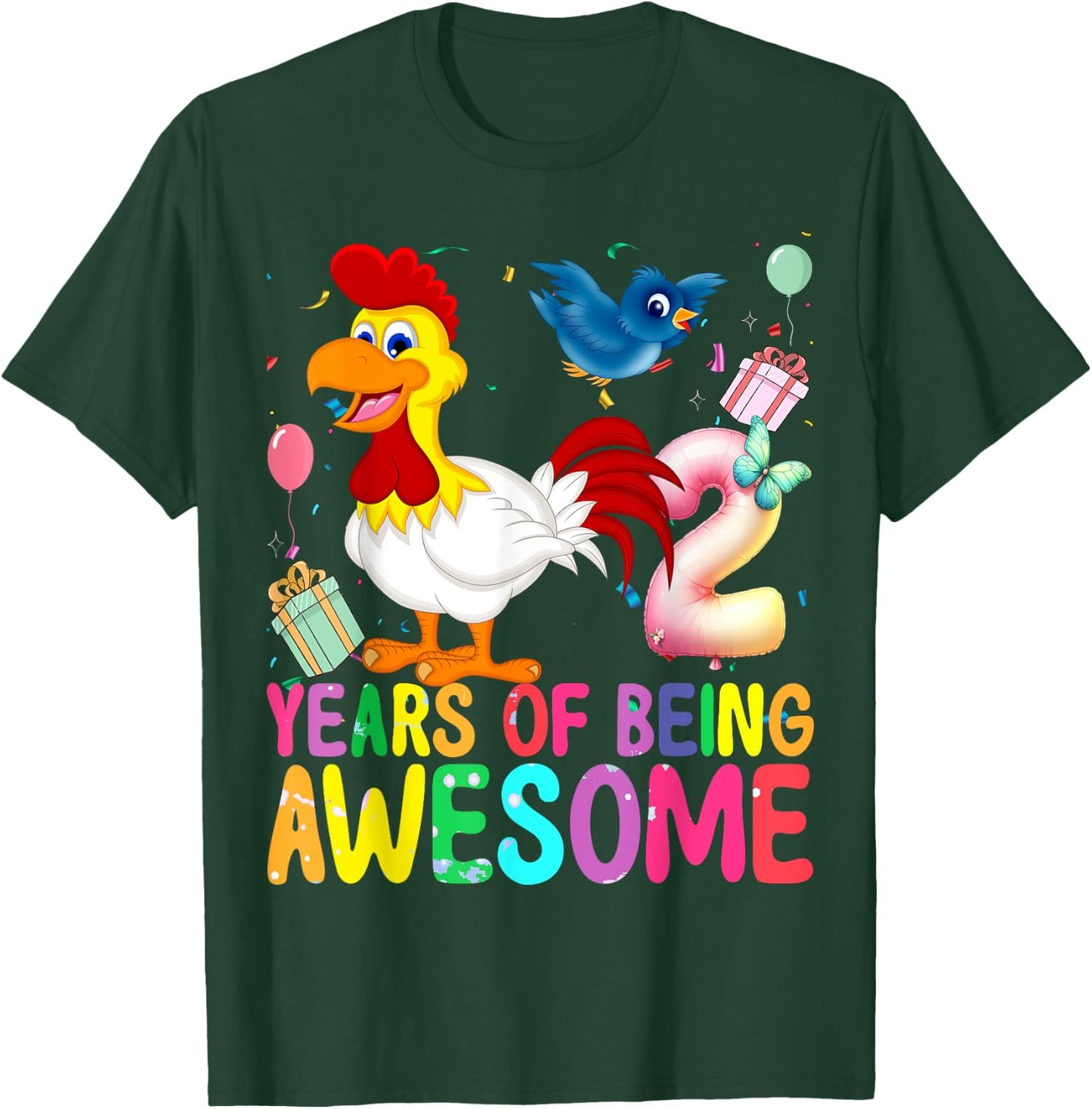 2 Years Old Chicken 2th Birthday Girl Chicken Party T-Shirt - T-Shirt | Forest