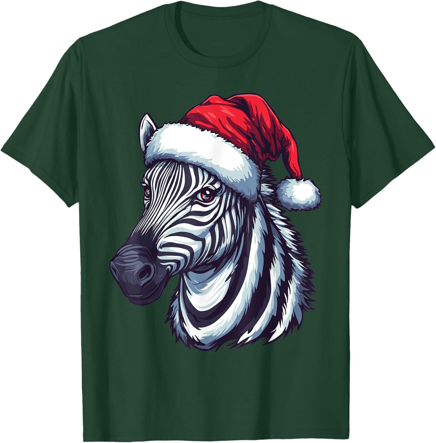 Zebra Santa Hat Funny Xmas Zebra Lovers Christmas Pajama T-Shirt - T-Shirt | Forest