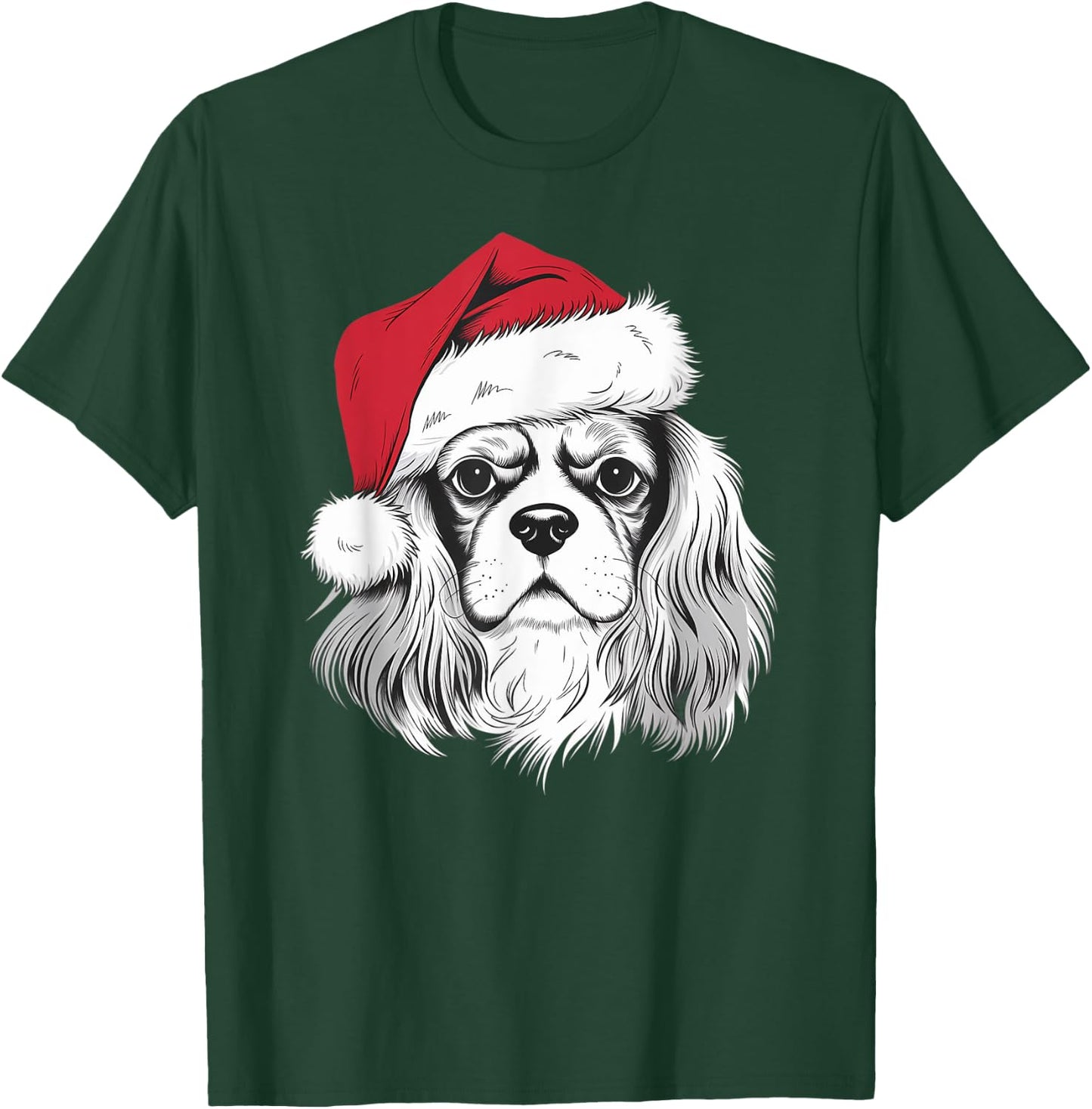 Cavalier Santa on Cavalier King Charles Spaniel Christmas T-Shirt - T-Shirt | Forest