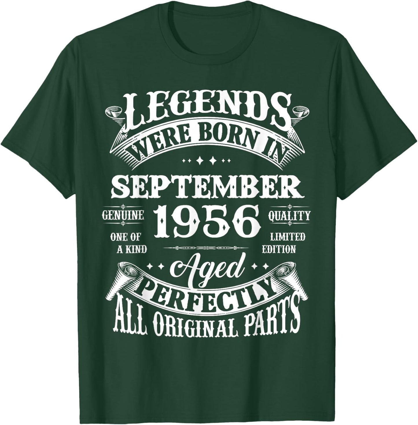 70th Birthday Gift Legends Born In September 1956 70 Yrs Old T-Shirt - T-Shirt | Forest