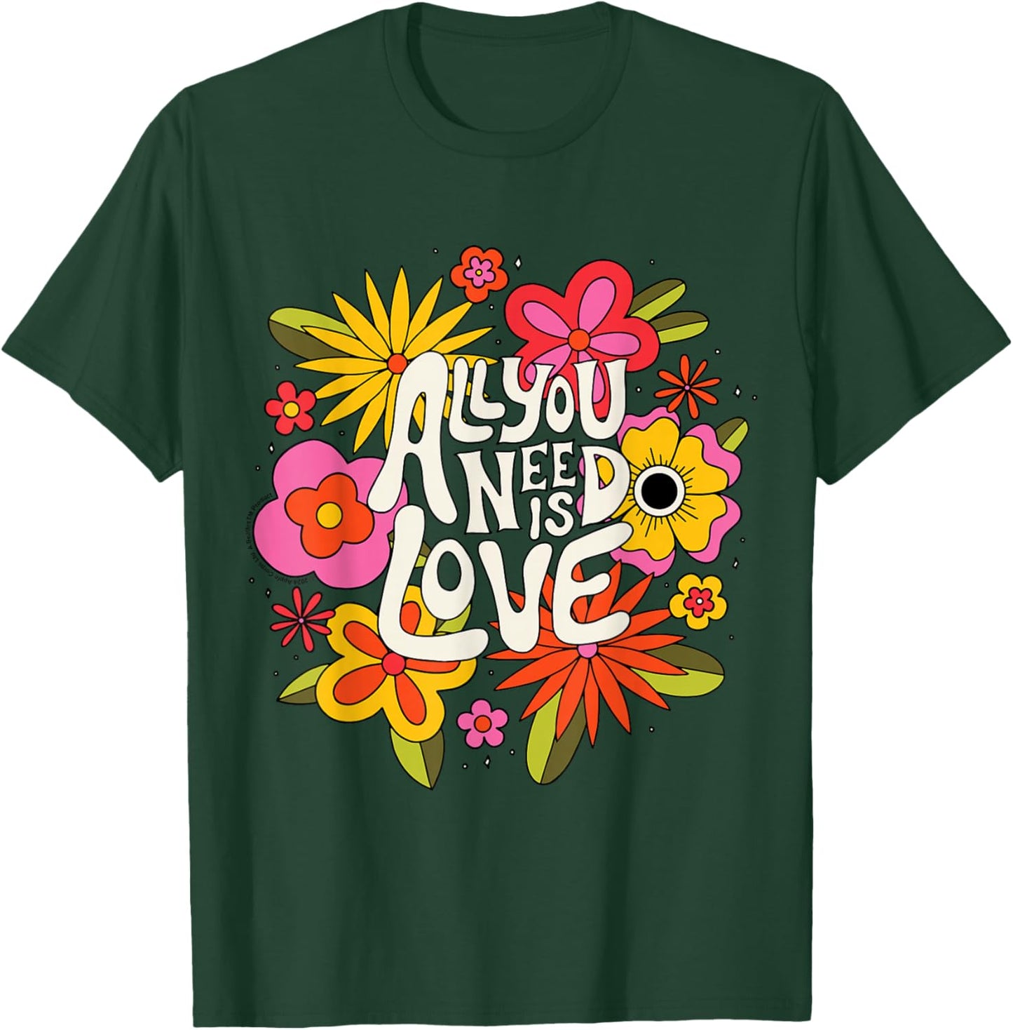 The Beatles - Retro Floral : Black, S, , Half-sleeve, Jumper, Beatles Fans All Ages T-Shirt - T-Shirt | Forest