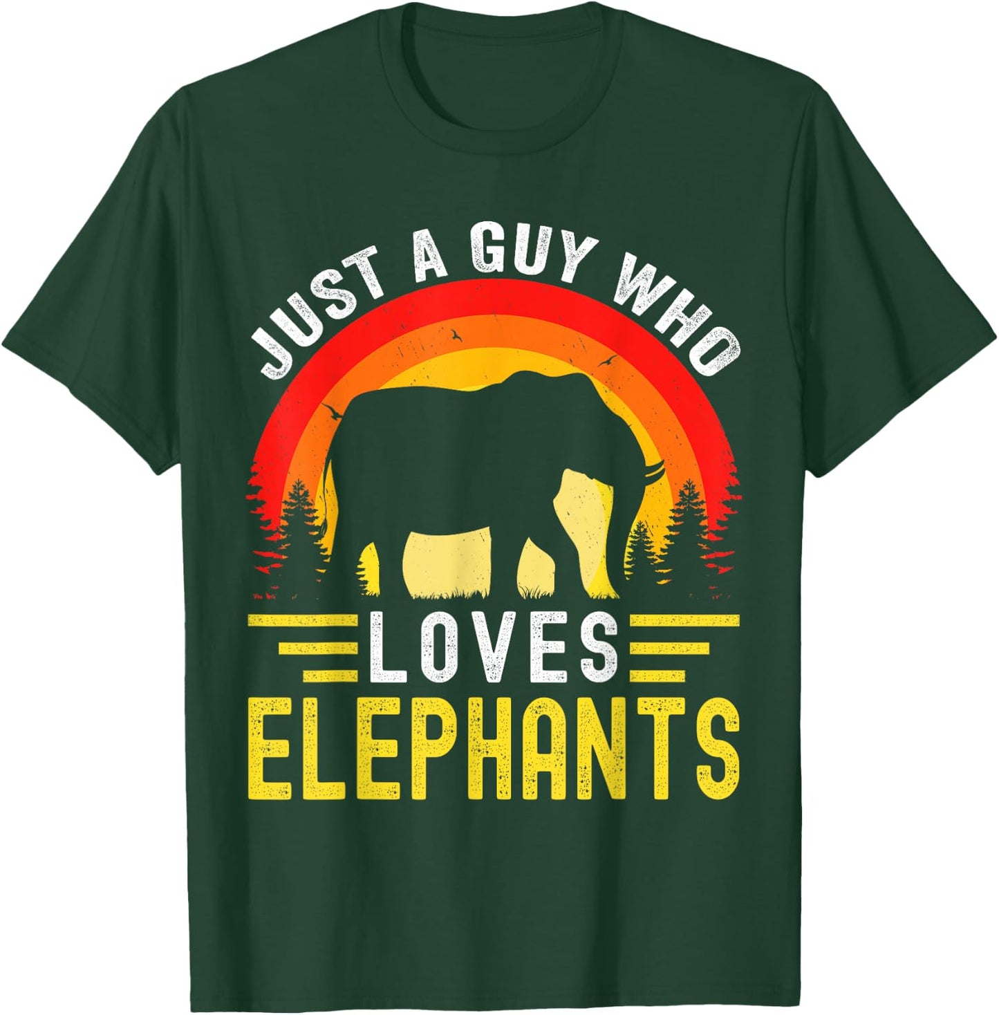Just A Guy Who Loves Elephants Retro Vintage Elephant T-Shirt - T-Shirt | Forest