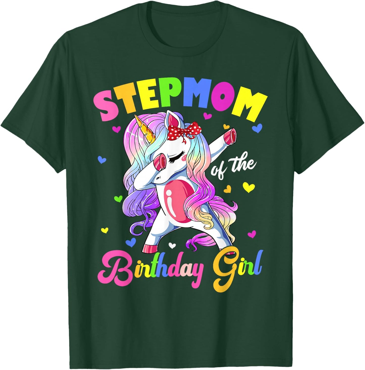 Stepmom Of The Birthday Princess Dabbing Unicorn Party T-Shirt - T-Shirt | Forest