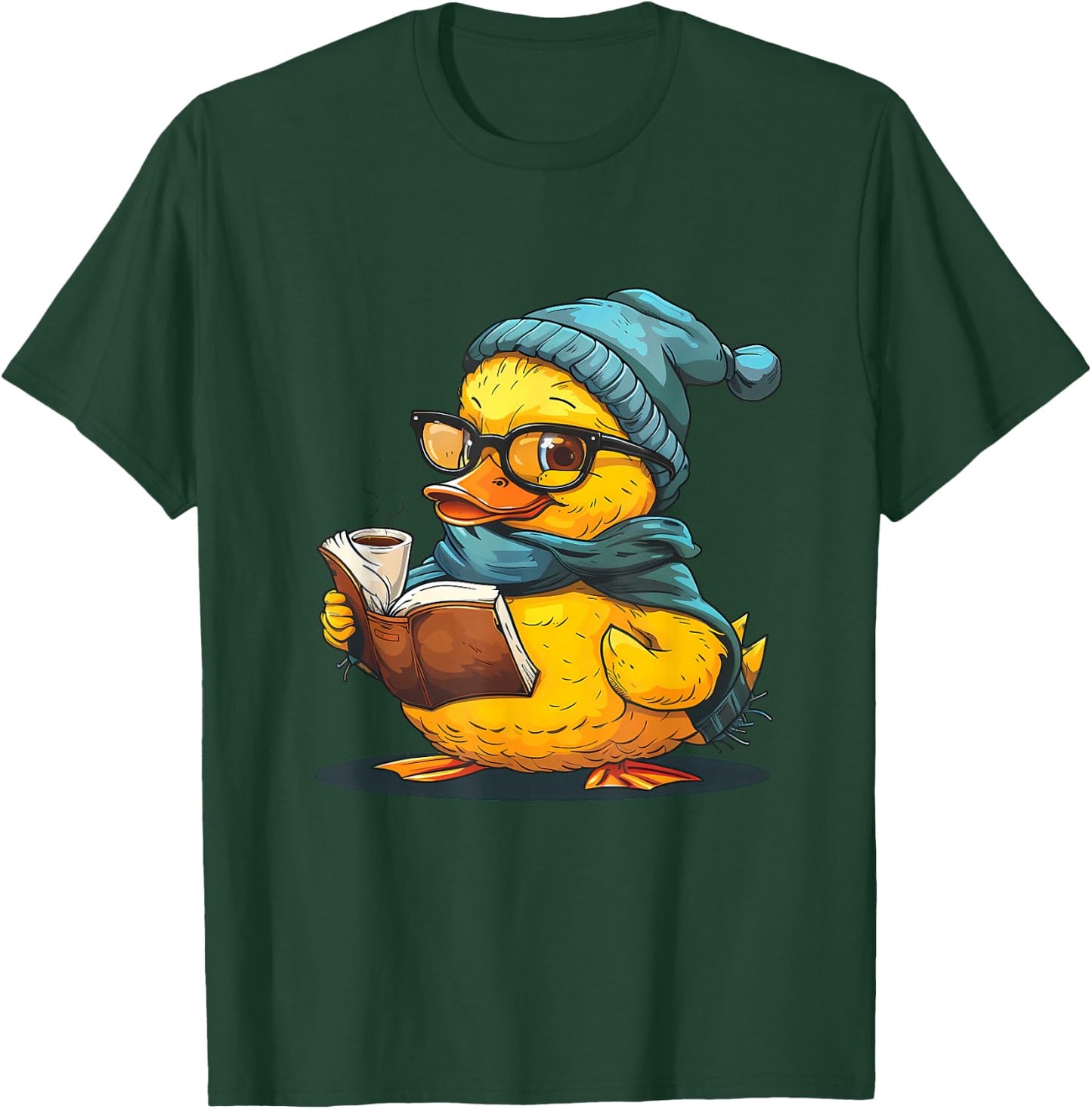 Rubber Duck Reading Book Rubber Duckie Reader Coffee Lover T-Shirt - T-Shirt | Forest