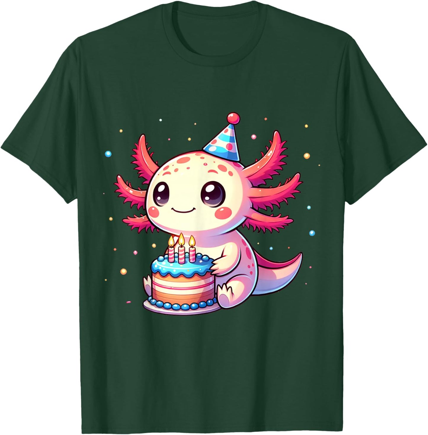 Funny Axolotl Birthday Party Design For Axolotl Lover T-Shirt - T-Shirt | Forest