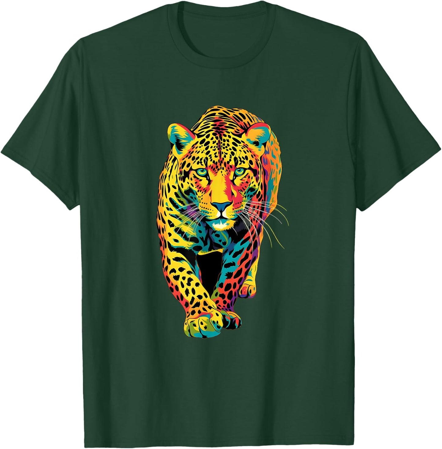 Colorful Rainbow Jaguar Abstract Graphic T-Shirt - T-Shirt | Forest