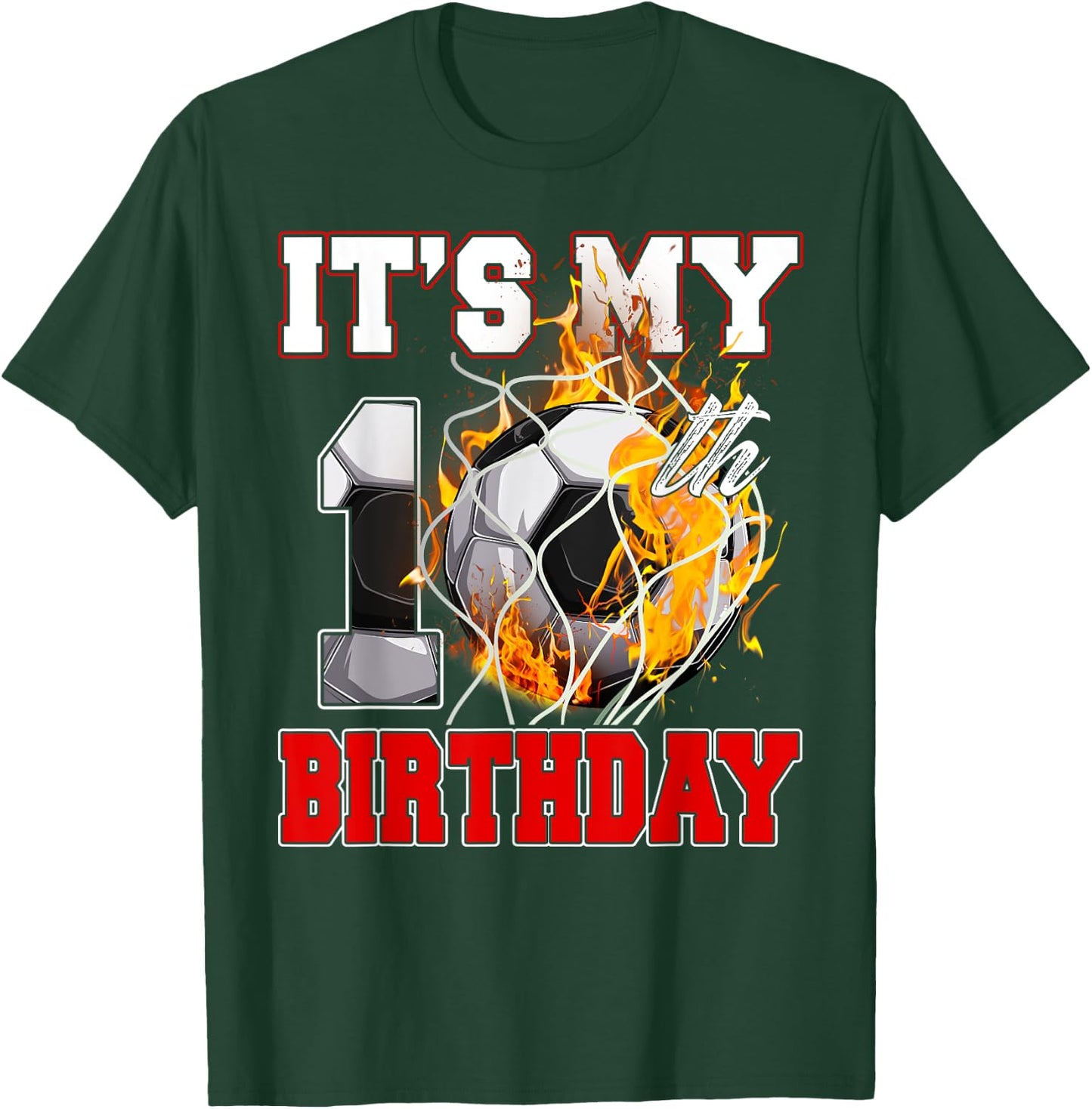 Funny It's My 10th Birthday 10 Years Old Soccer Ball Boys T-Shirt - T-Shirt | Forest