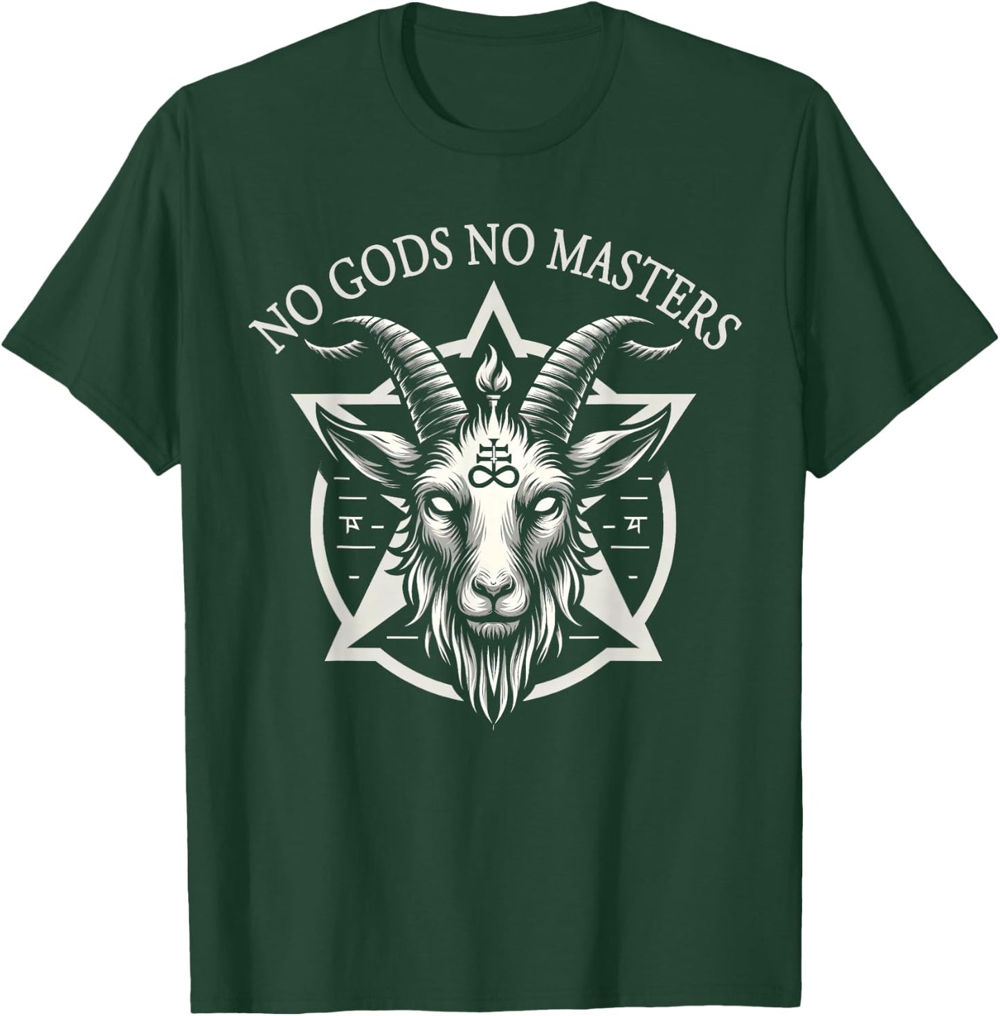 No Gods No Masters Satanic Baphomet Devil T-Shirt - T-Shirt | Forest