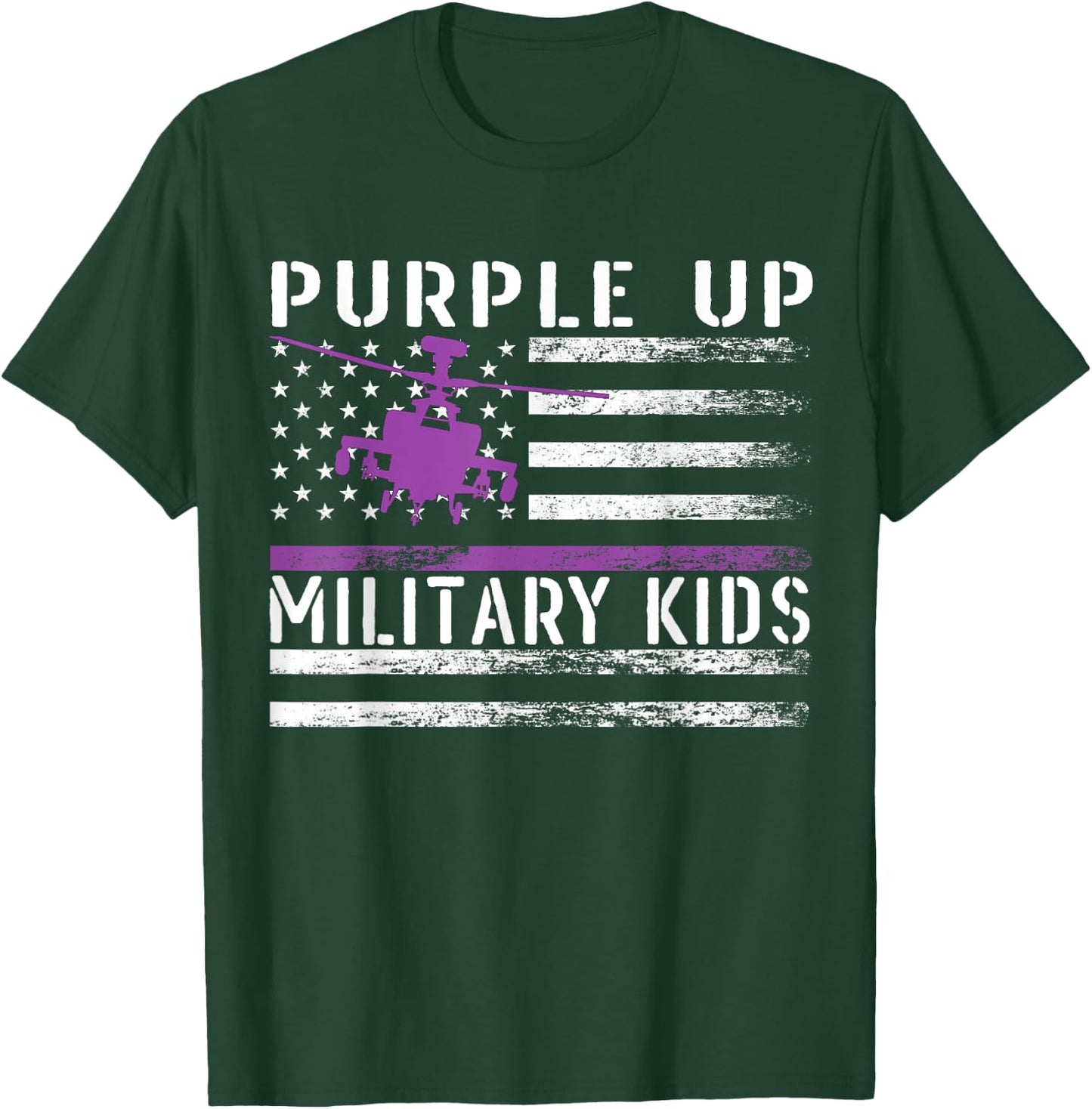 Purple Up Military Kids Helicopter Pilot Military Child Flag T-Shirt - T-Shirt | Forest