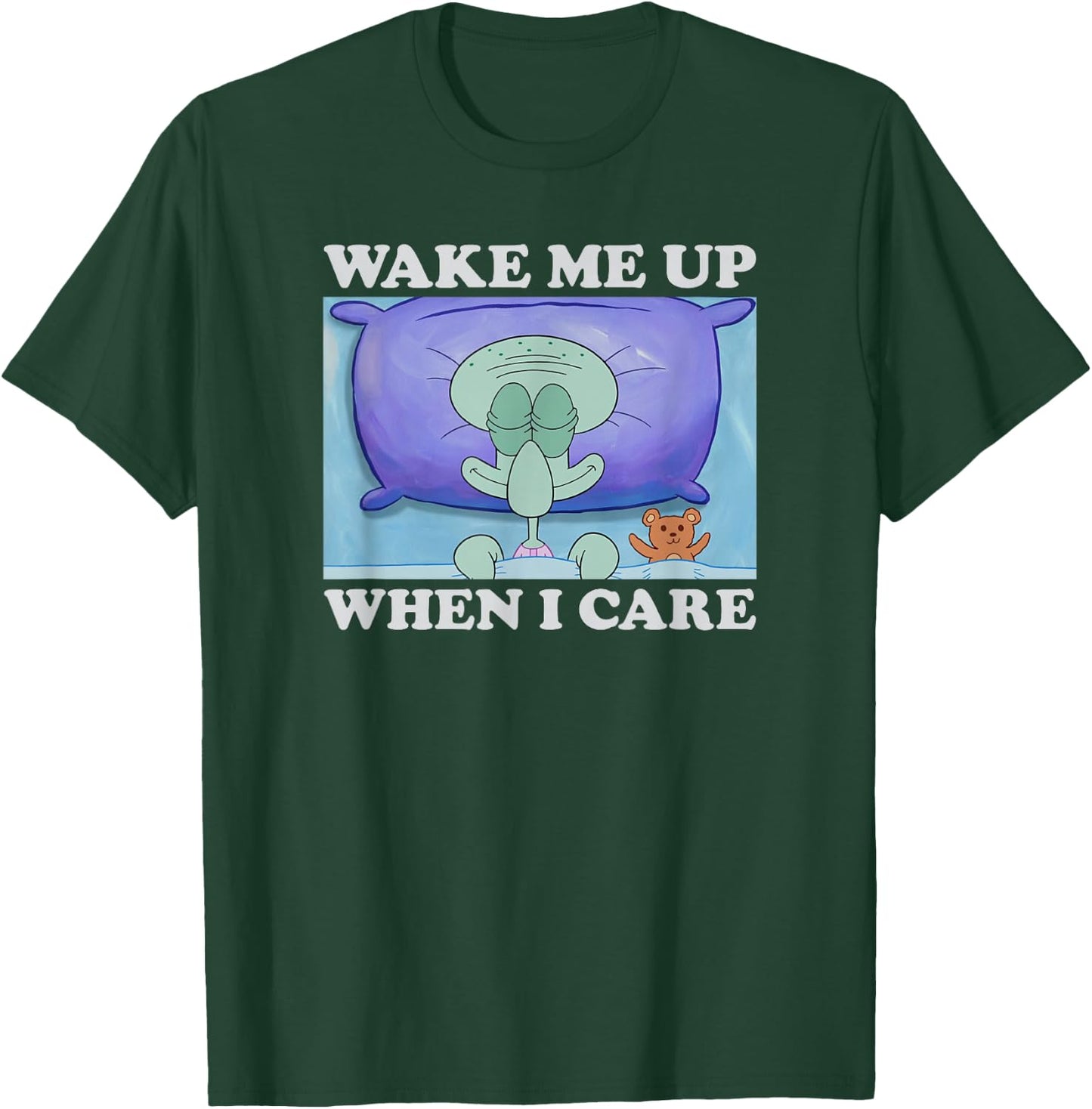 SpongeBob SquarePants Squidward Wake Me Up When I Care Meme , black T-Shirt - T-Shirt | Forest
