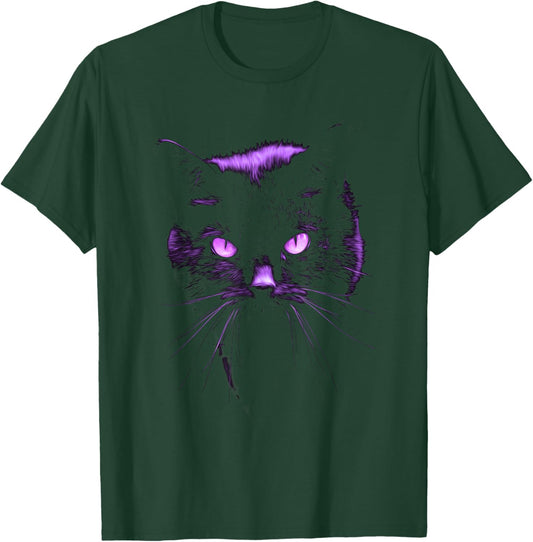 Cool Halloween Shirt Purple Cat, Witches Familiar, Cat's Eye T-Shirt - T-Shirt | Forest