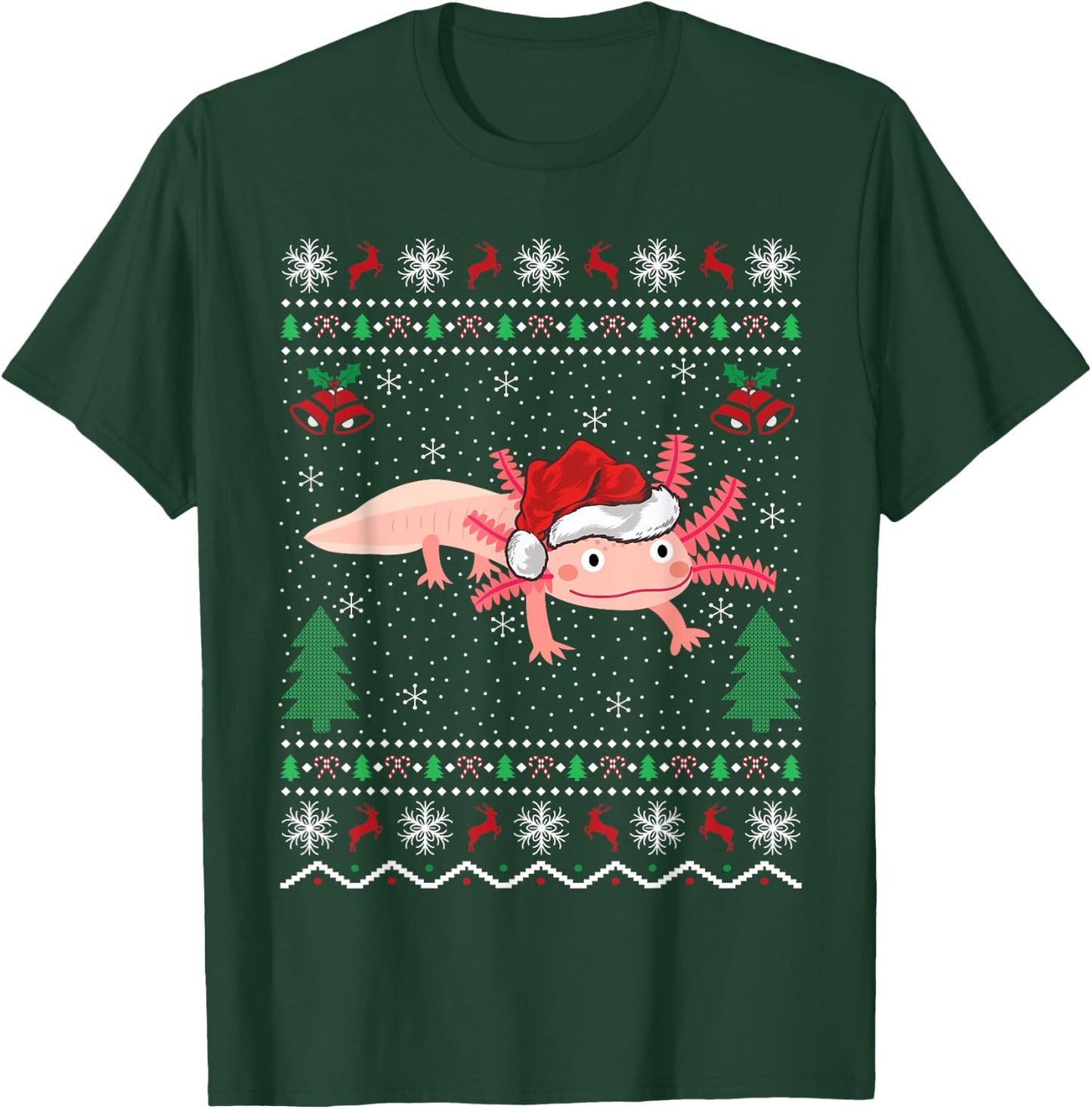 Axolotl Lover Xmas Ugly Santa Hat Axolotl Christmas T-Shirt - T-Shirt | Forest