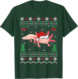 Axolotl Lover Xmas Ugly Santa Hat Axolotl Christmas T-Shirt - T-Shirt | Forest
