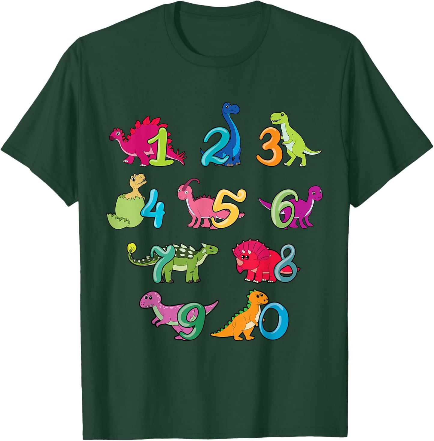 Dinosaurs Kawaii Cute Numbers Love Maths Day Numbers Day T-Shirt - T-Shirt | Forest
