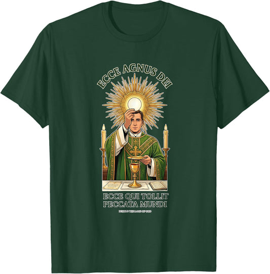 Consécration eucharistique Traditionnelle Latine Messe Catholique T-Shirt - T-Shirt | Forest