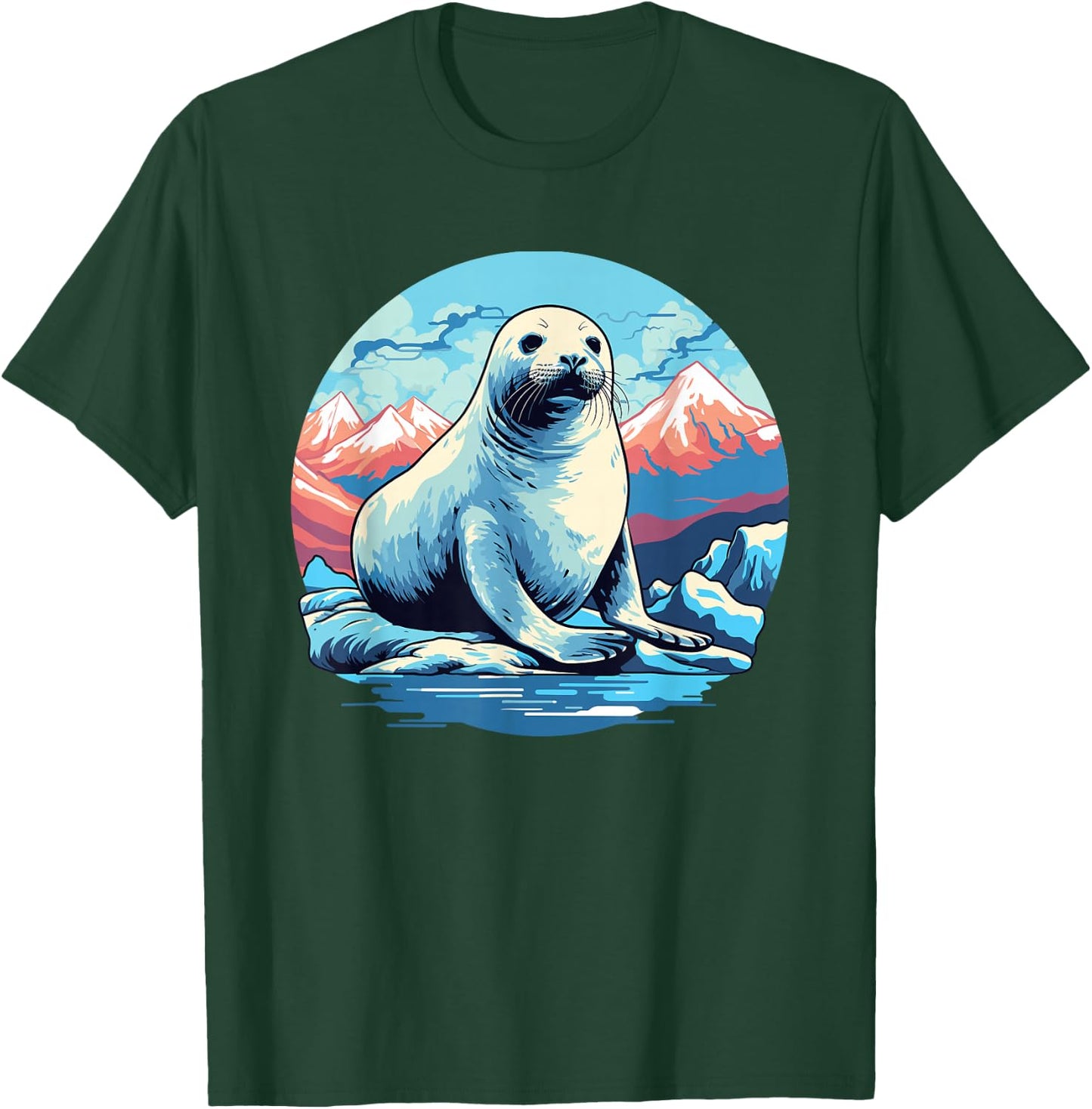 Harp Seal with Arctic Landscape, Harp Seal T-Shirt - T-Shirt | Forest