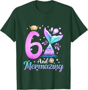 Kids Its My Mermazing 6th Birthday Mermaid Girl Theme 6 Yrs Old T-Shirt - T-Shirt | Forest
