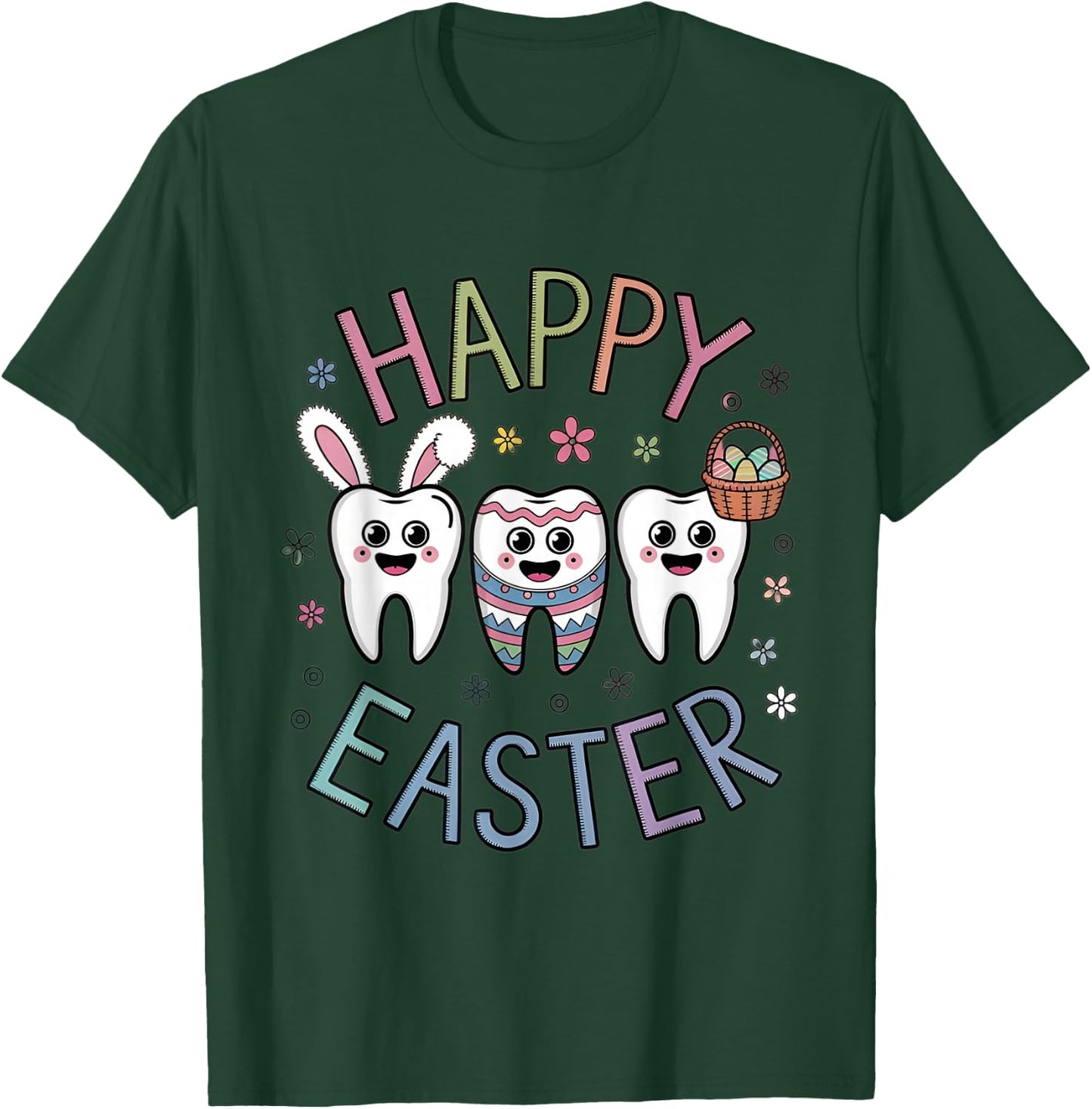 Easter Dentist Tooth Cute Teeth Dental Assistant Women Men T-Shirt - T-Shirt | Forest