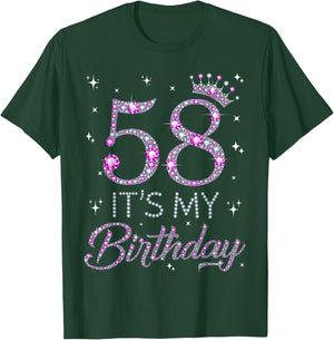 58 It's My Birthday Pink Crown 58th Birthday Gifts T-Shirt - T-Shirt | Forest