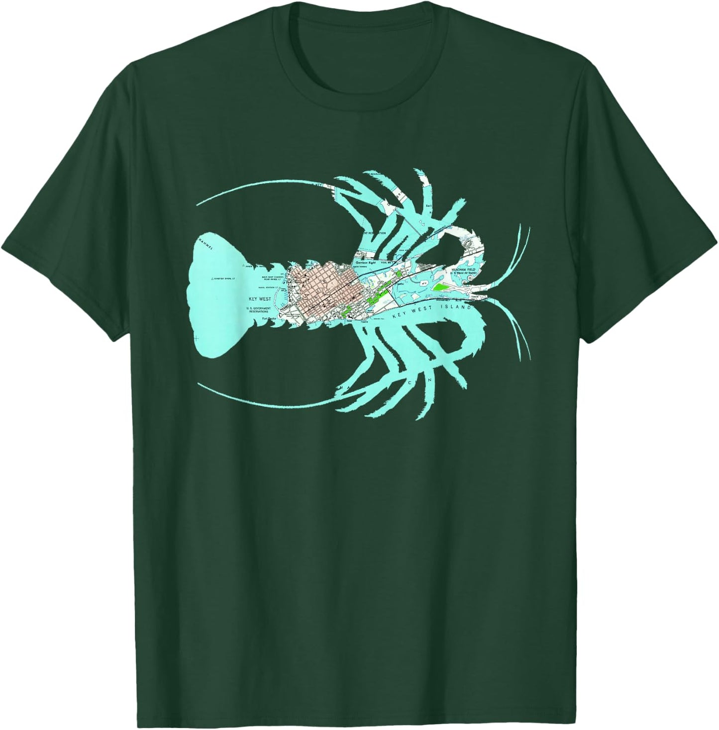 Key West FL Caribbean Spiny Lobster Map Silhouette T-Shirt - T-Shirt | Forest