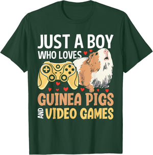 Just A Boy Who Loves Guinea Pigs And Video Games T-Shirt - T-Shirt | Forest