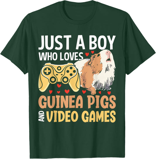 Just A Boy Who Loves Guinea Pigs And Video Games T-Shirt - T-Shirt | Forest
