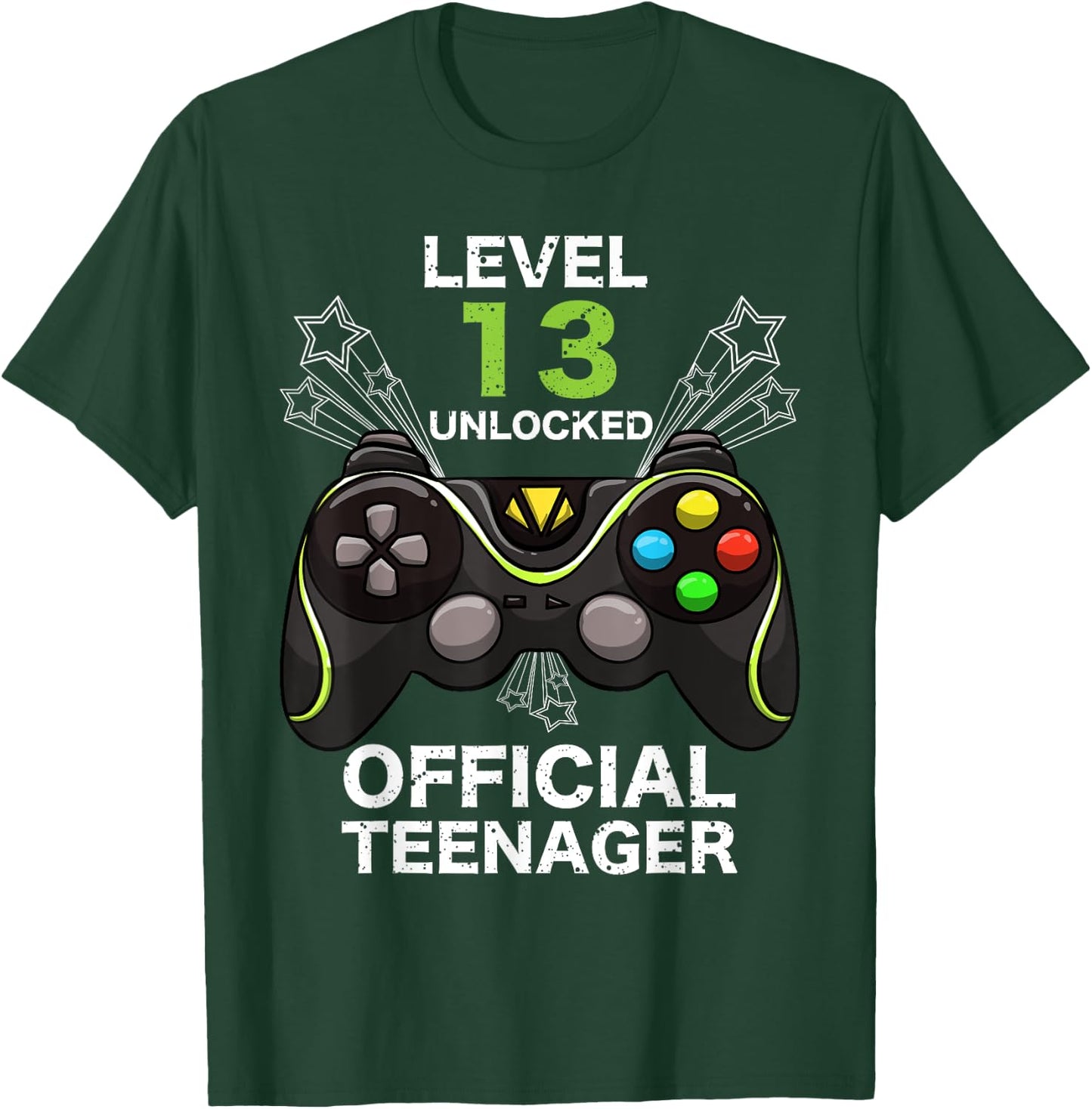 Funny Level 13 Unlocked Official Teenager Cool Birthday Gift T-Shirt - T-Shirt | Forest