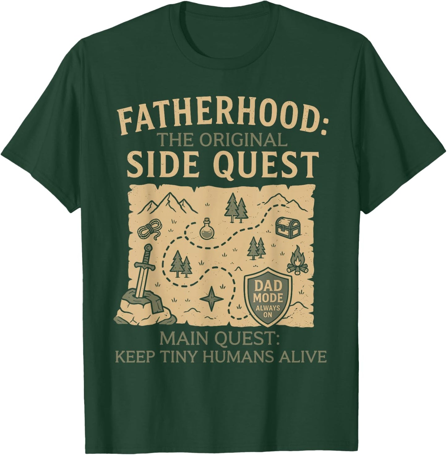 Funny Gamer Dad Fatherhood Side Quest Father's Day RPG Dad T-Shirt - T-Shirt | Forest