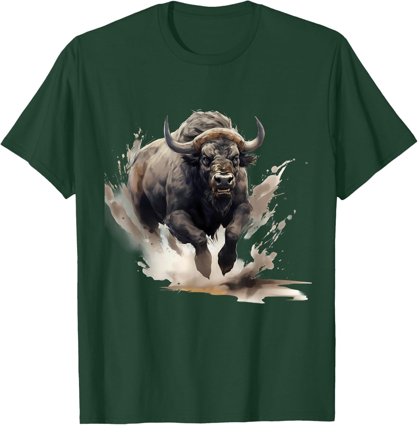 Buffalo Wildlife Safari Splash Bison Animal Art Nature Motif T-Shirt - T-Shirt | Forest