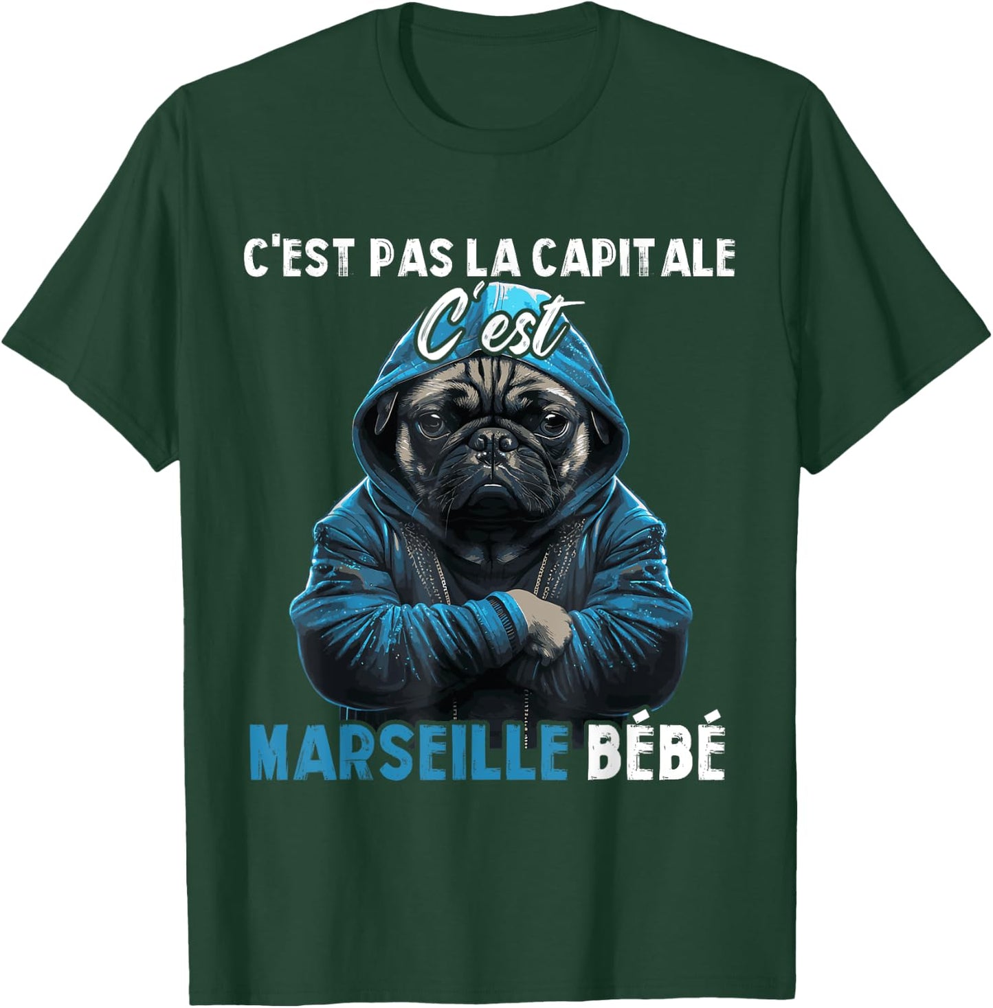 C'est pas la capitale c'est marseille bébé marseille fan , Black, S T-Shirt - T-Shirt | Forest