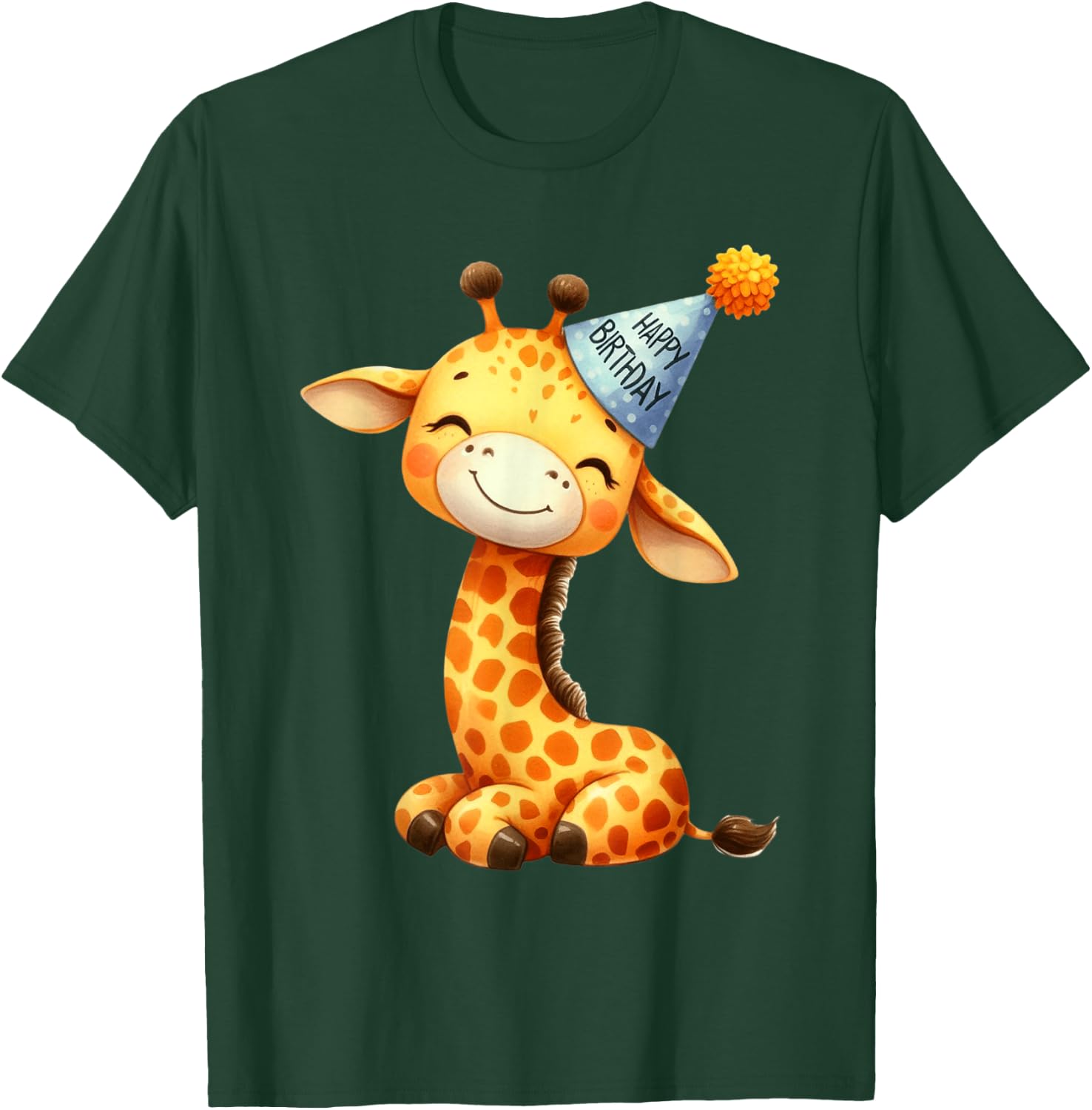 Cute Giraffe Happy Birthday Party Hat Kids T-Shirt - T-Shirt | Forest
