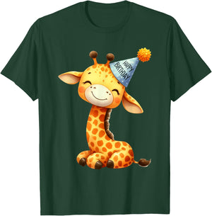 Cute Giraffe Happy Birthday Party Hat Kids T-Shirt - T-Shirt | Forest