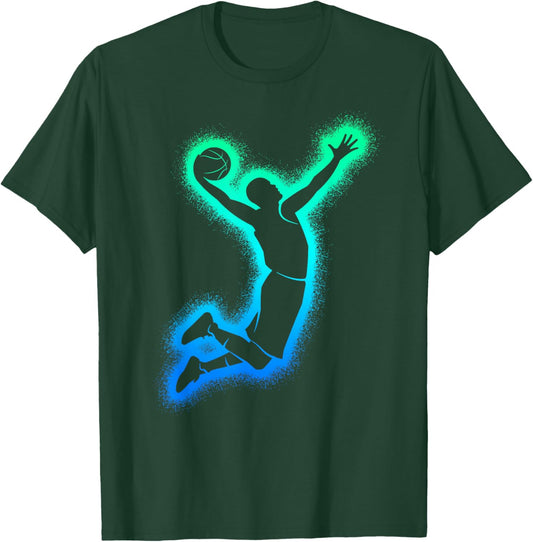 Dunking Basketball Player Men's Boys Basketball , black T-Shirt - T-Shirt | Forest